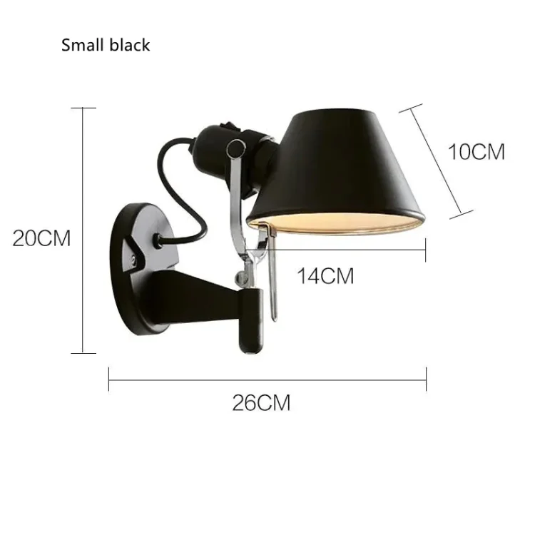 Industrial style Nordic wall lamp bedroom bedside study office rotatable telescopic folding retro reading wall hanging wall lamp