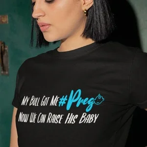 pornhint Pornhint Hotwife And Bull Pregnant Shirt, Cuckold Breeding T-Shirt, Queen Of Spades Fetish Tee