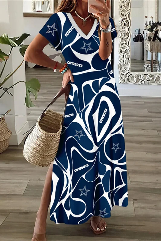 Dallas Cowboys
V-Neck Sexy Side Slit Long Dress