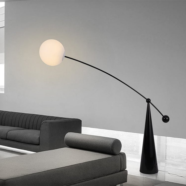 Bubbly Standing Lamp Nordic Style Clear Glass 1-Light Black Reading Floor Lighting with Fishing Rope Design