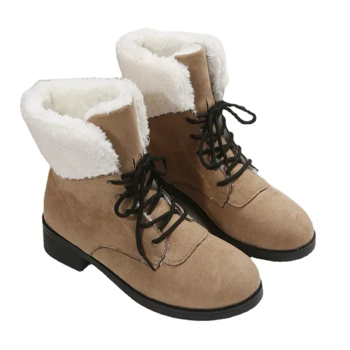 Women Comfortable Round Toe Fur Warm Snow Boots Radinnoo.com