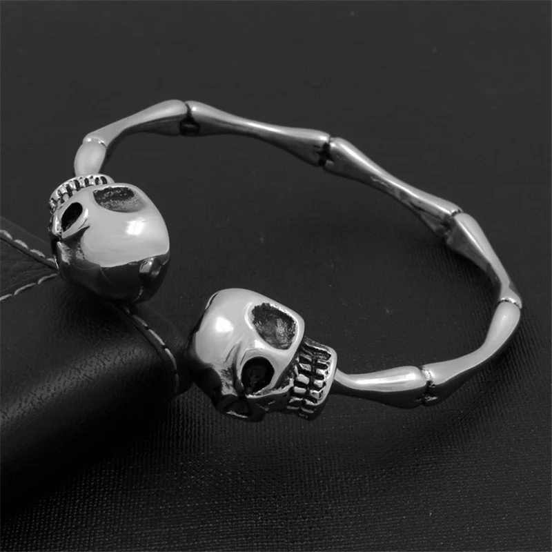 Skulls titanium steel punk bracelet