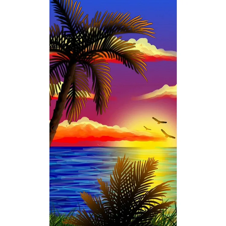 Beach Sunset 45*80CM(Canvas) Full Round Drill Diamond Painting gbfke