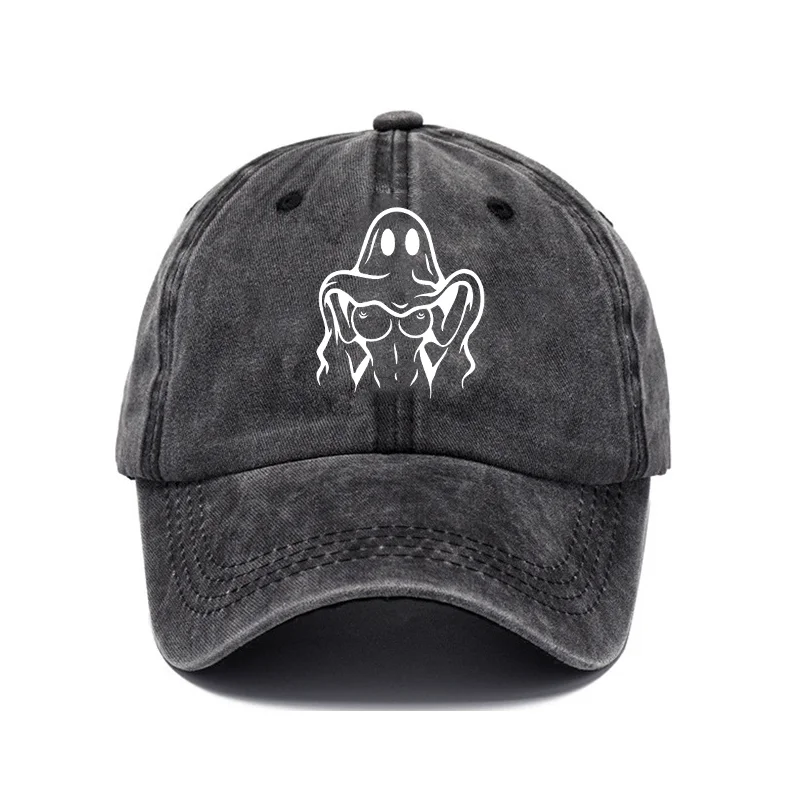 Naughty Ghost with Sexy Boobs Black Fashion Cap