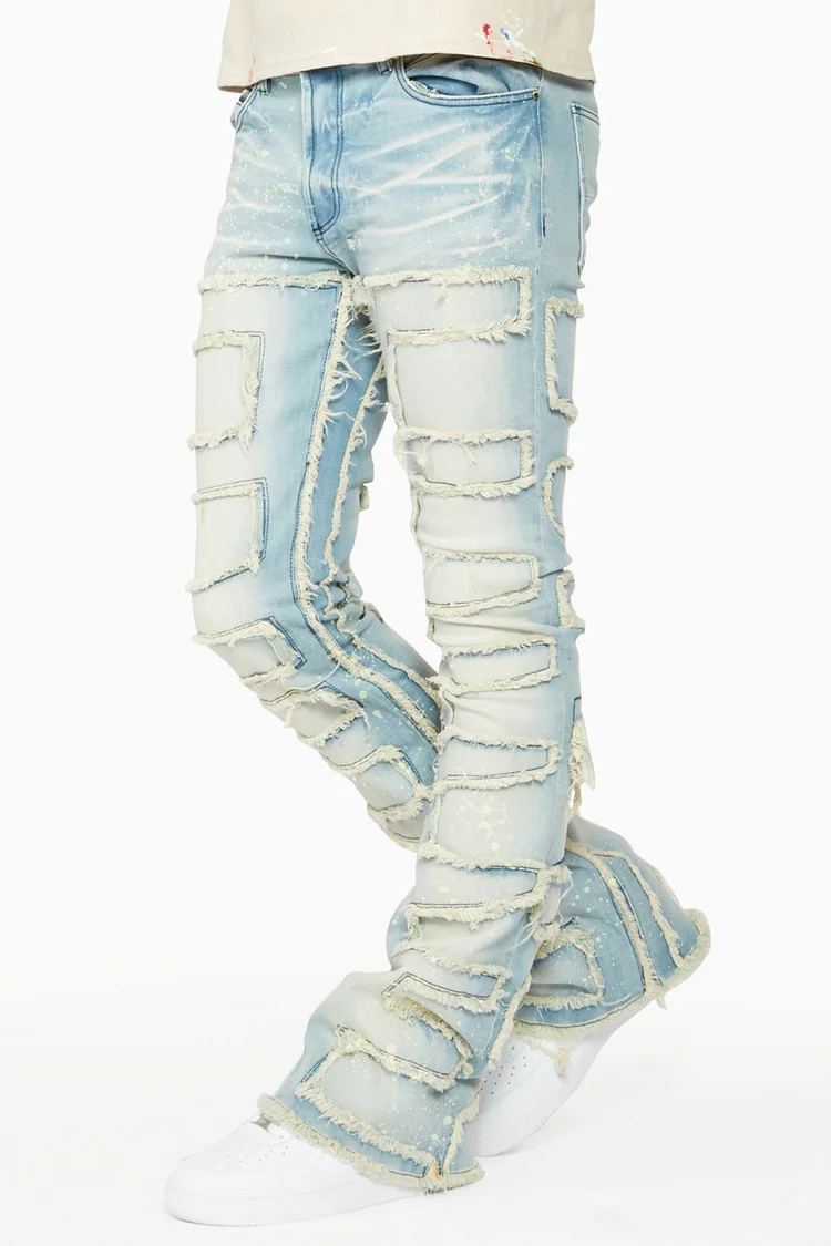 Hake Blue Stacked Flare Jean