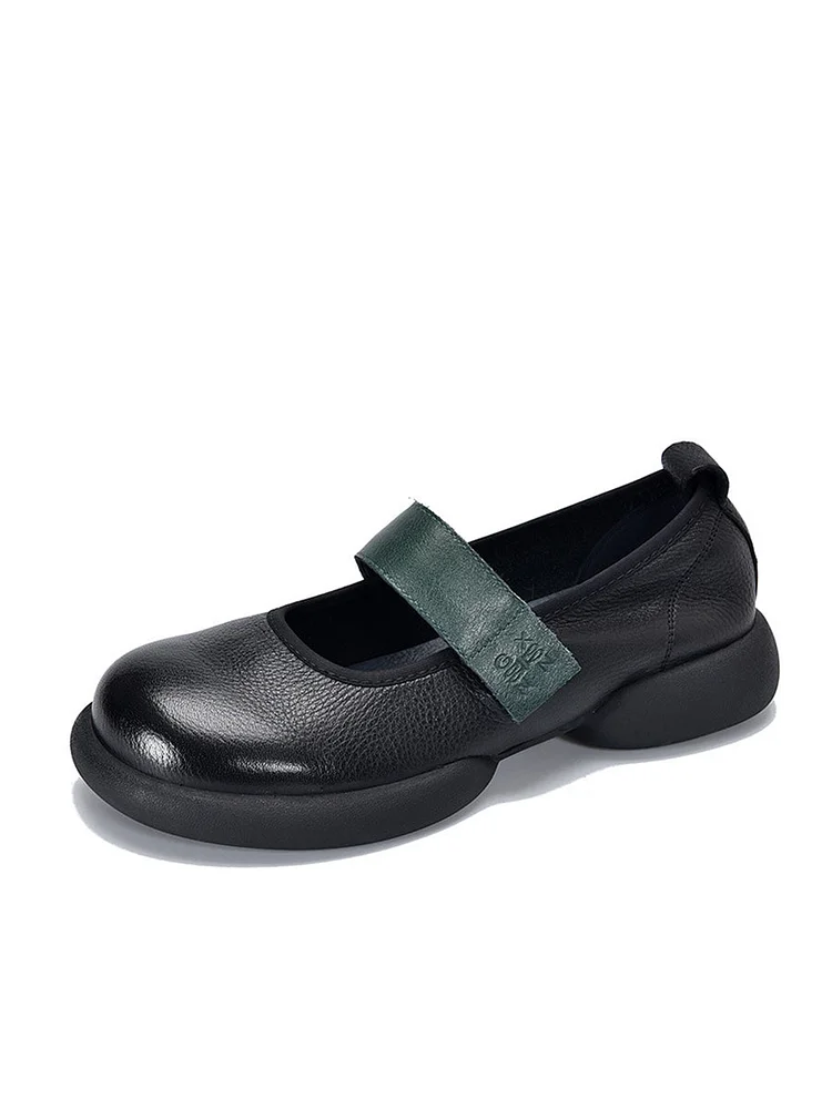 Women Casual Spring Spliced Leather Flat Shoes