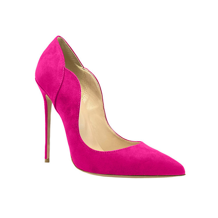 Custom Made Hot Pink Vegan Suede Stilettos Pumps |FSJ Shoes