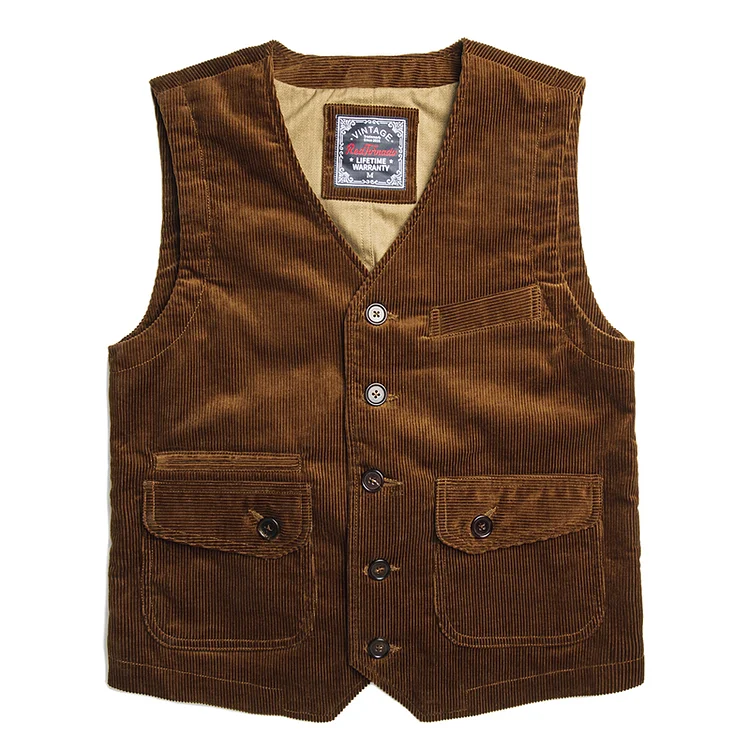 TIMSMEN Vintage Style Corduroy Casual Vest