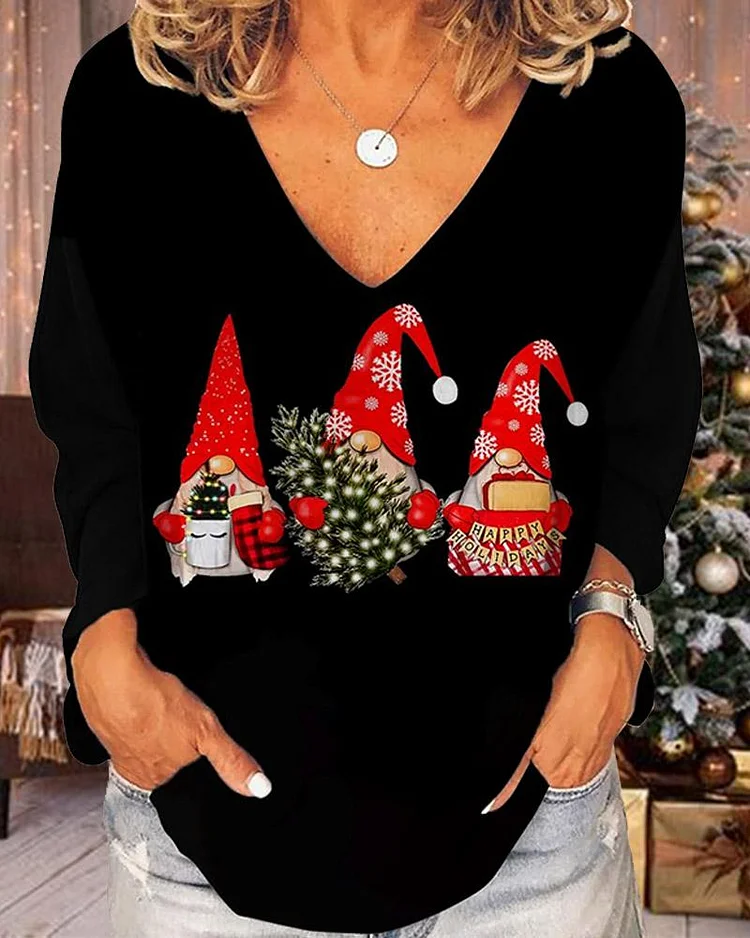Fashion Loose Christmas Hat Pattern Tops socialshop