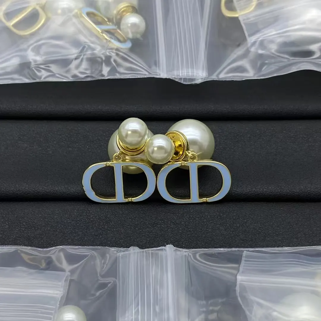Dior Blue Enamel Pearl Earrings