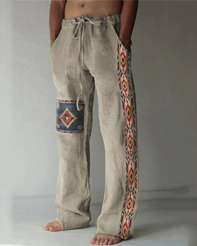 Suitmens Men's Southwest Style Cotton Linen Trousers 03