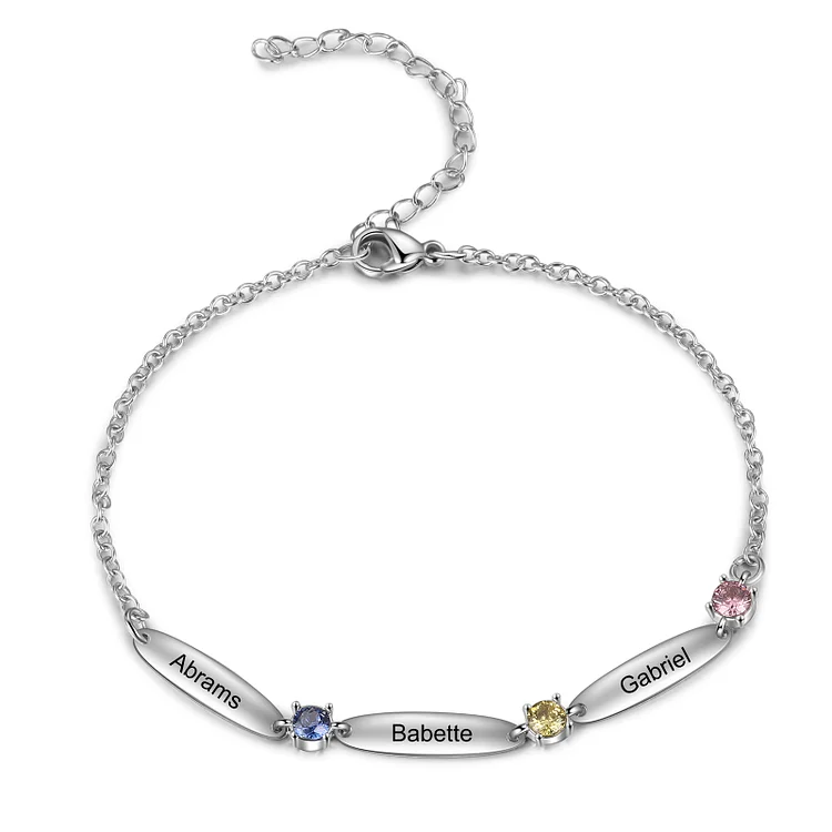 Personalized Family Bracelet with 3 Birthstones Bracelet for Mother