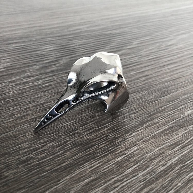 Gothic Raven Skull Ring