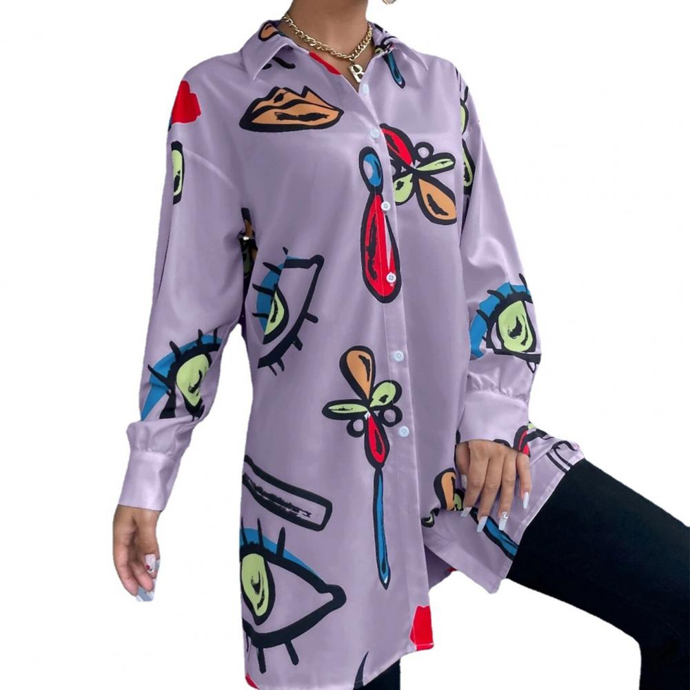 Fashion Colorful Pattern Breathable Casual Long Sleeve Women's Blouses & Shirts