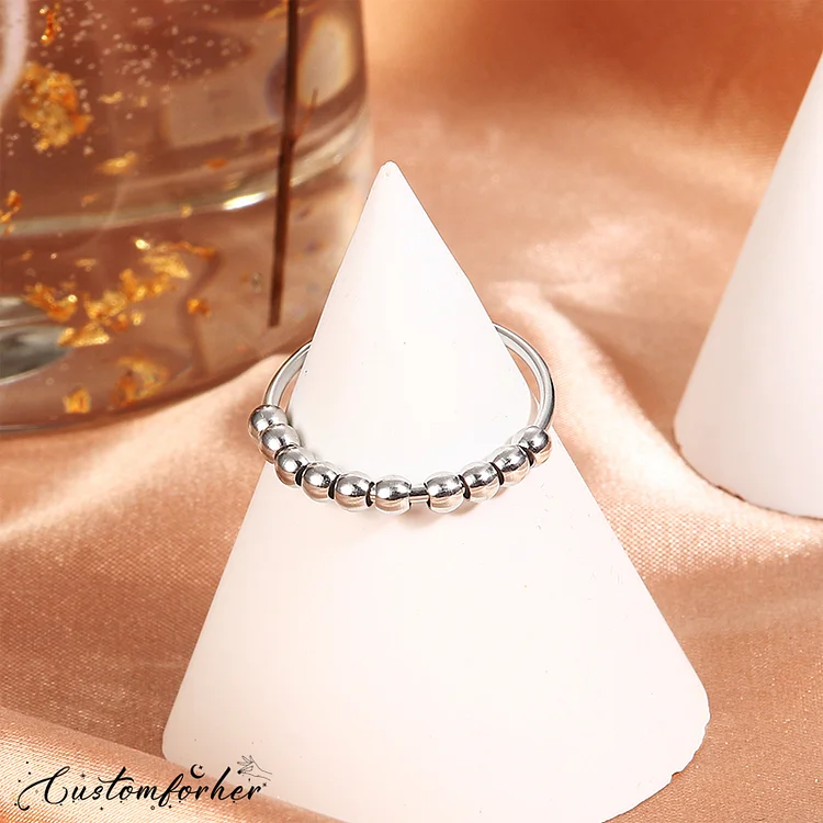 925 Silver Simple Line Beaded Creative Ring  