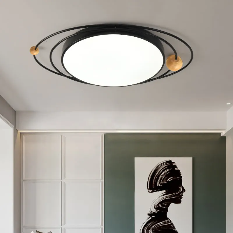Quinn Modern Ceiling Light LED Metal Wood Living Room