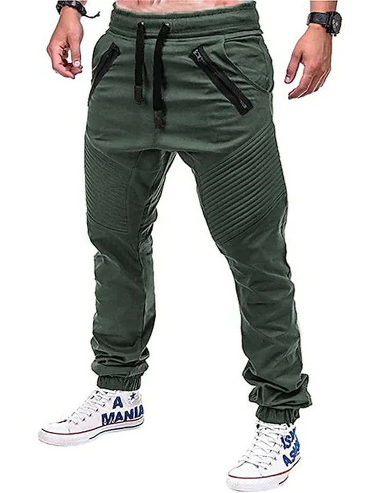 Men's Joggers Cargo Pants Trousers Casual Pants Drawstring Elastic Waist Multiple Pockets Solid Colored Full Length Daily Cotton Blend Casual Classic Army Green Khaki Micro-elastic-JRSEE