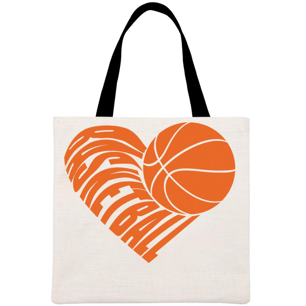 Basketball Heart Printed Linen Bag-Guru-buzz