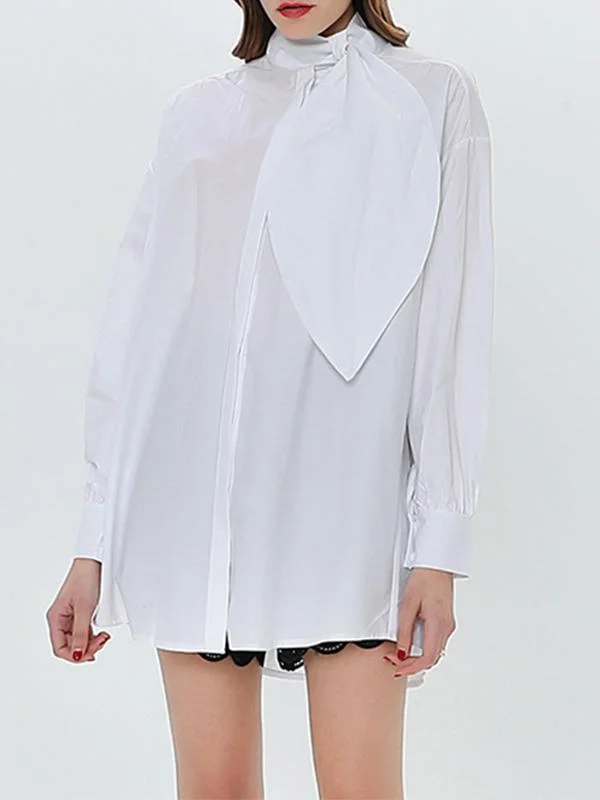 Pure Color Roomy Leaf Collar Shirt