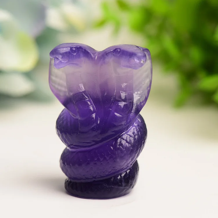 2.2" Fluorite Double Head Snake Crystal Carving