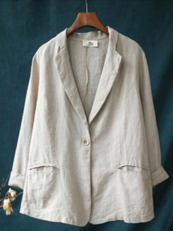 Roomy Pure Color Minimalist Three-Quarter Sleeves Outwear