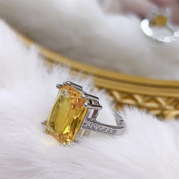 Natural Citrine Oversized Gemstone Premium Ring