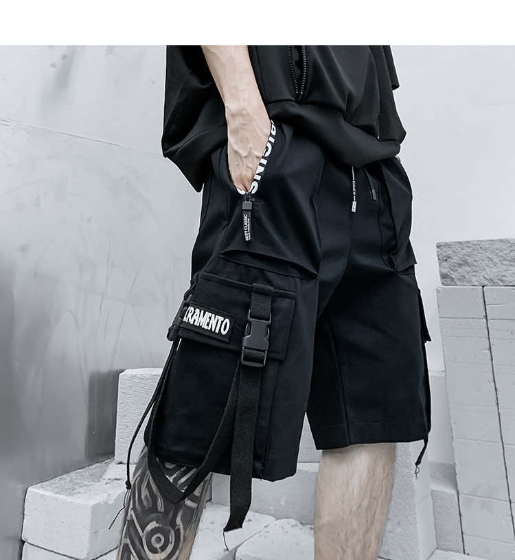 Techwear Goth Punk Strapped Shell Buckle Cargo Shorts (1.0) / TECHWEAR CLUB / Techwear