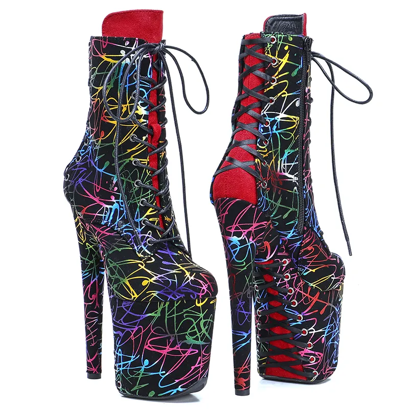 VCshoes 20CM/8inches Color Matching Women New Design Extreme High Heel Platform Boot Pole Dance Boot Fastion Shoes 3B