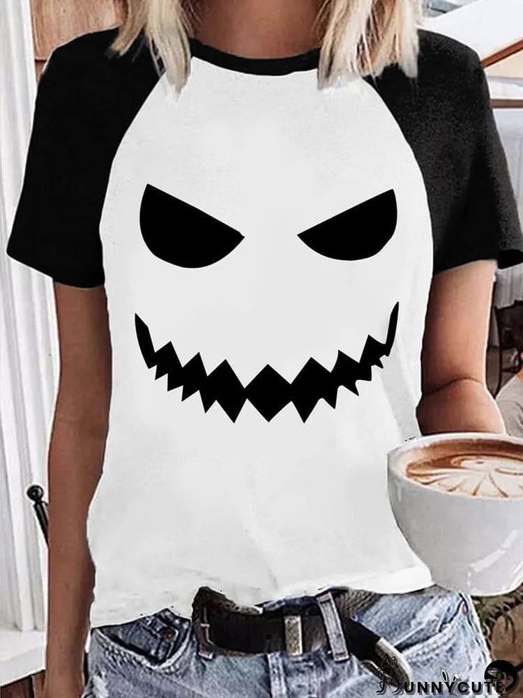 Women's Funny Ghost Face Print Casual T-Shirt