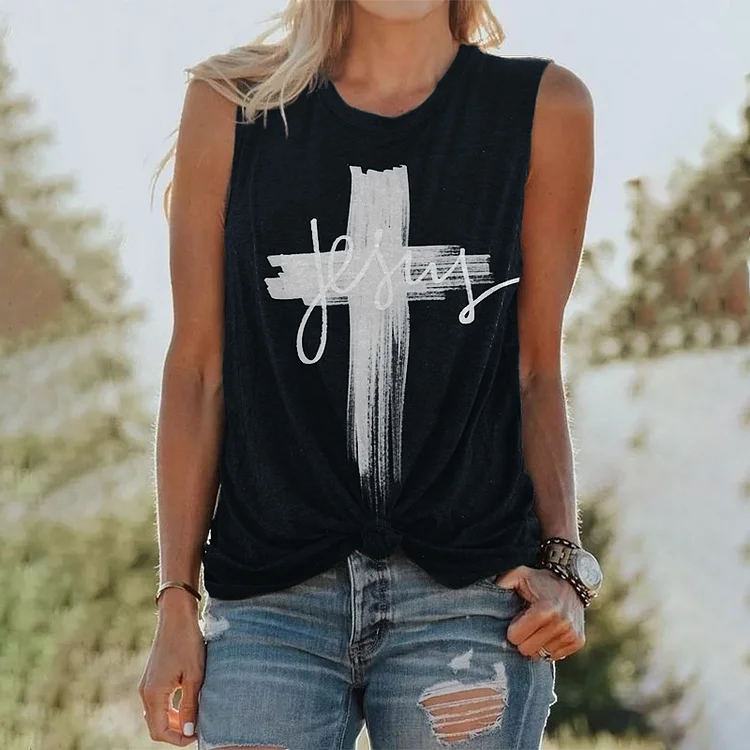 Easter Cross Print Tank Top