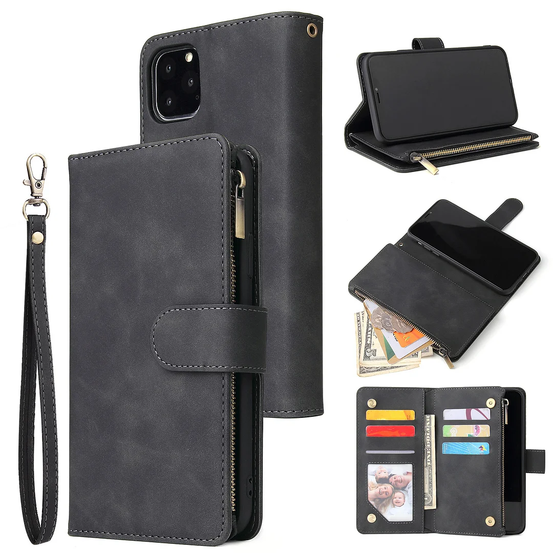 Luxury Retro Leather Wallet Phone Case With 6 Cards Slot,Phone Stand And Zipper Slot For Galaxy Z Fold3/Fold4