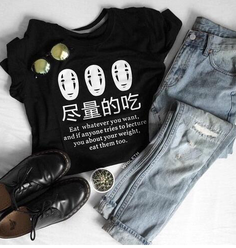 Japanese Anime Eat Whatever You Want Funny Sayings T-Shirt S12708