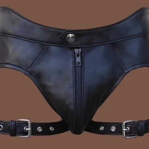 pornhint Pornhint Men's Leather Bondage Brief - Mens Real Sheep Leather Chastity SHORTS - Sexy Shorts - Handmade Leather Fetish Shorts