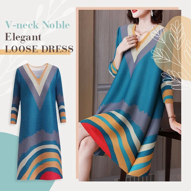 V-neck Noble Elegant Loose Dress（Buy 2 free shipping）