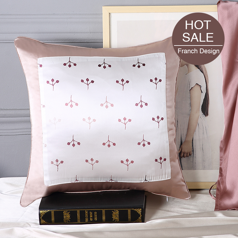 Cherry Printed Decorative Cushion Silk Pillowcase Details