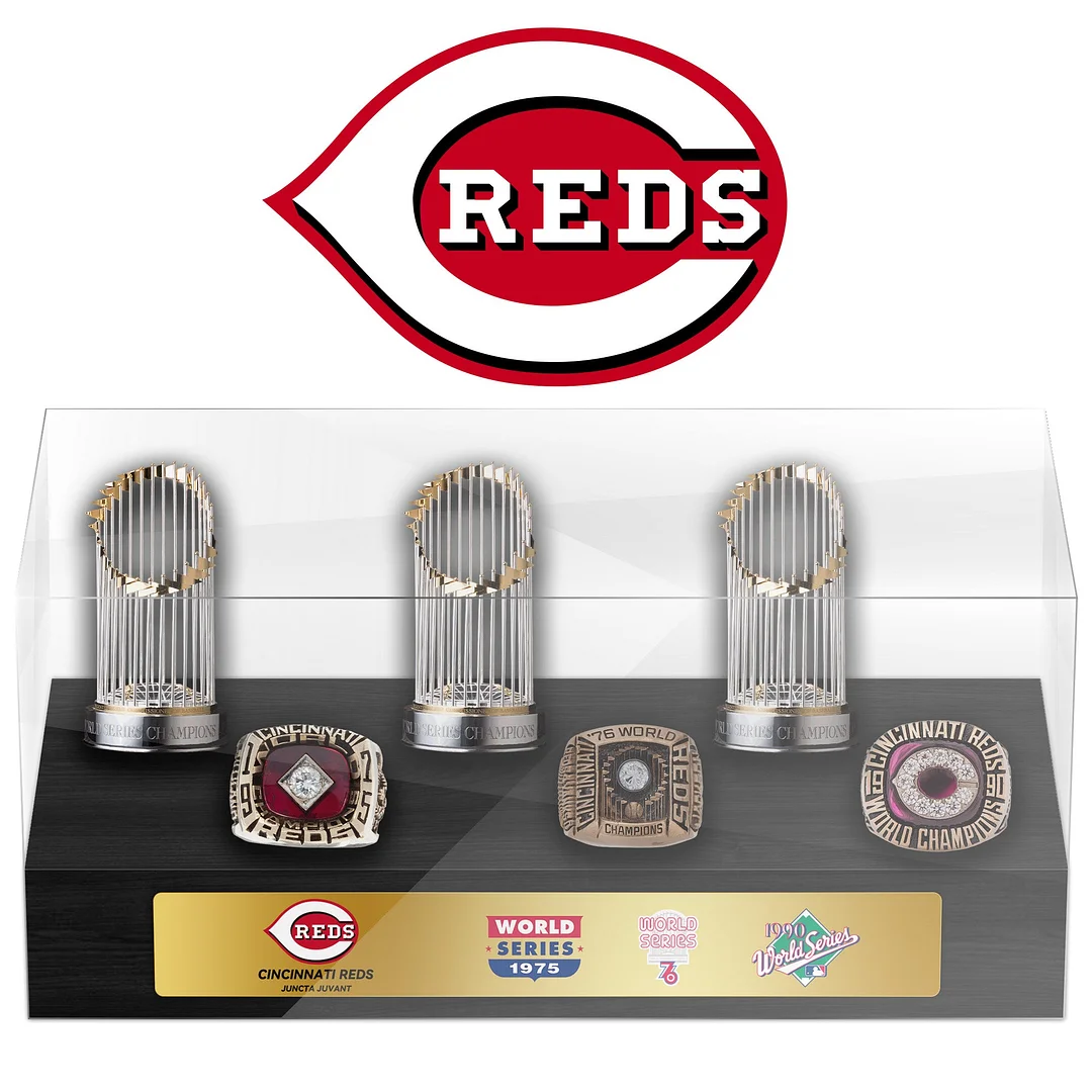 Cincinnati Reds MLB World Series Championship Trophy And Ring Display Case
