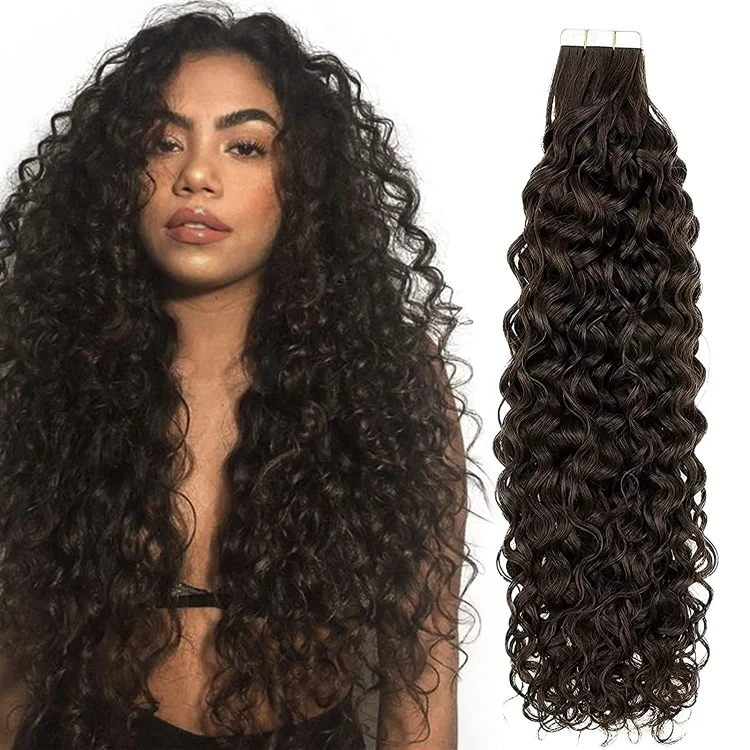 Curly Seamless Tape In Extension 12A+Virgin Human Hair