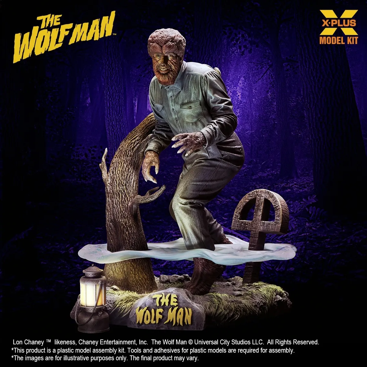 X-PLUS PLEX Studio - 1/8 Scale Lon Chaney Jr. as Wolf Man Plastic Model Kit (Grey Model) 416-200681CP (Licensed)-