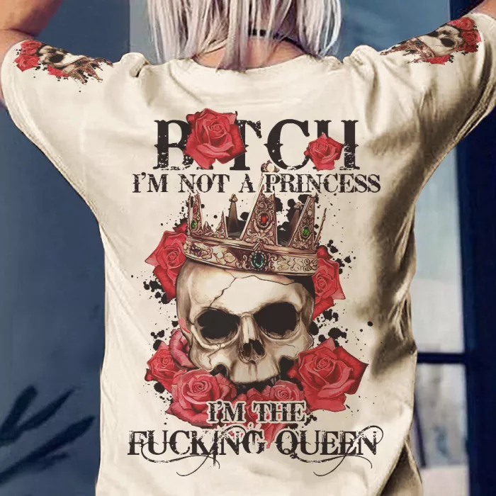 Rose & Skull & Personalized Slogan Colorful Creative Print Ladies Fashion Casual Women's T-Shirt