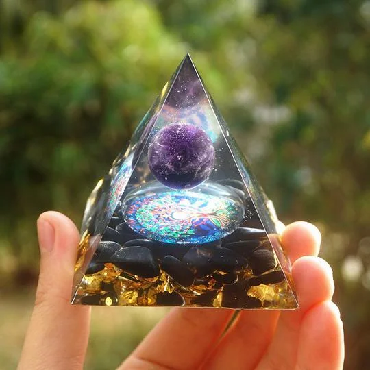 orgonite amethyst crystal pyramid
