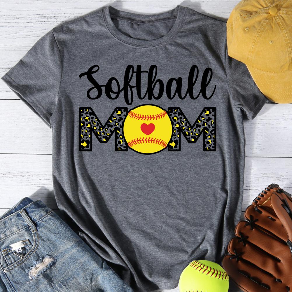 Softball Mom Round Neck T-shirt-0025060-Guru-buzz