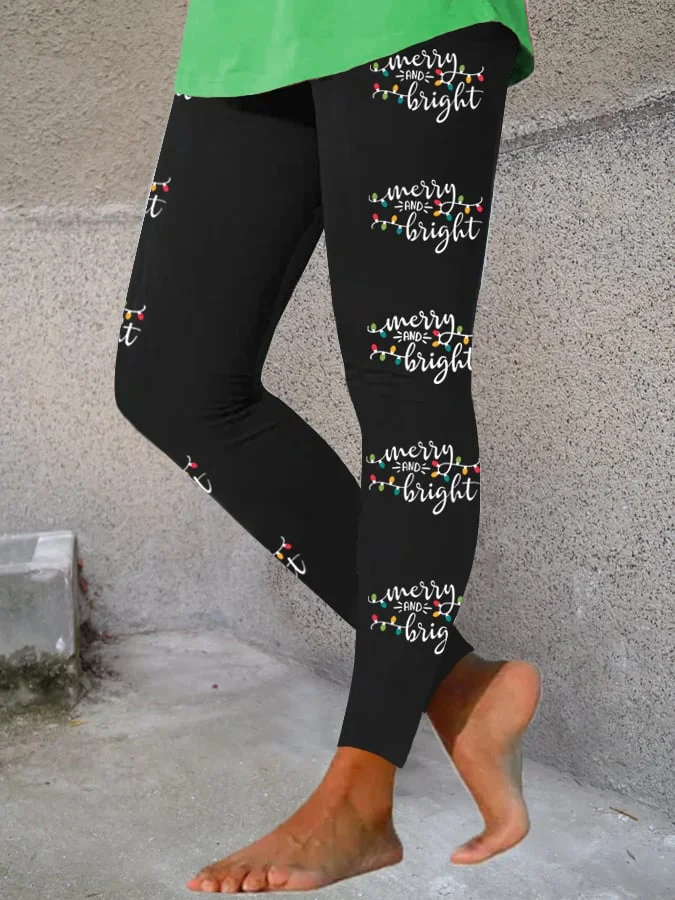 Women's Christmas Merry And Bright Stretch Leggings socialshop