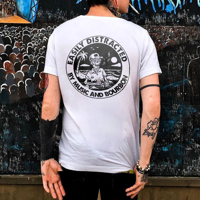 Easily Distracted Skull Beach Printed Men's T-shirt -  