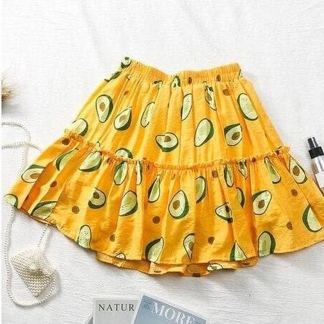High Waist Avocado Printed Skirt SS0455