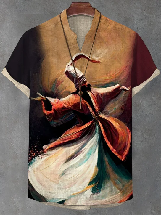 Men's Whirling Dervish Rumi Spiritual Art V Neck T-Shirt