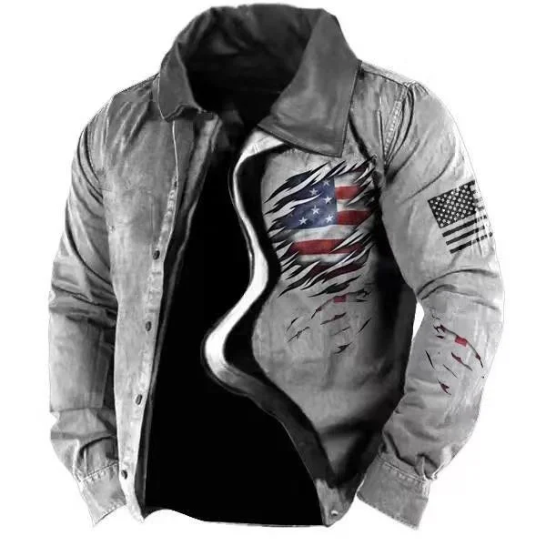 Men's casual thickened loose fashion pocket zipper jacket