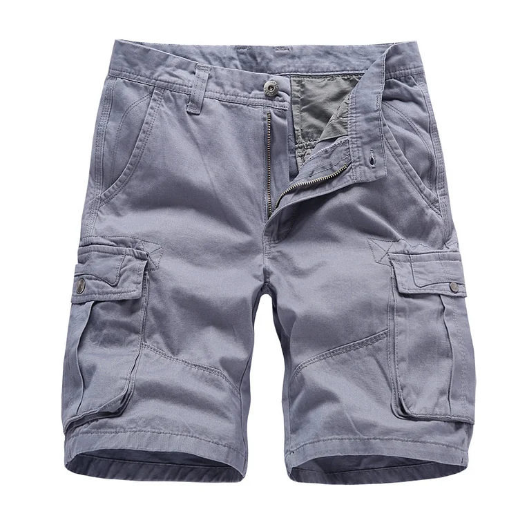 Summer multi-pocket cotton tooling five-point casual pants
