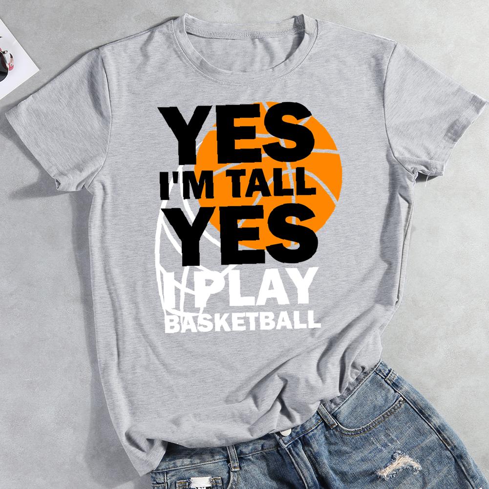 yes i'm tall yes Round Neck T-shirt-0023089-Guru-buzz