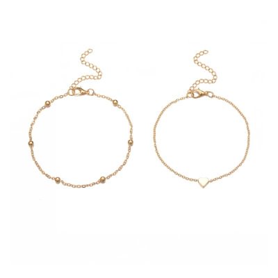 Vacation Beach Fashion Double Love Anklet