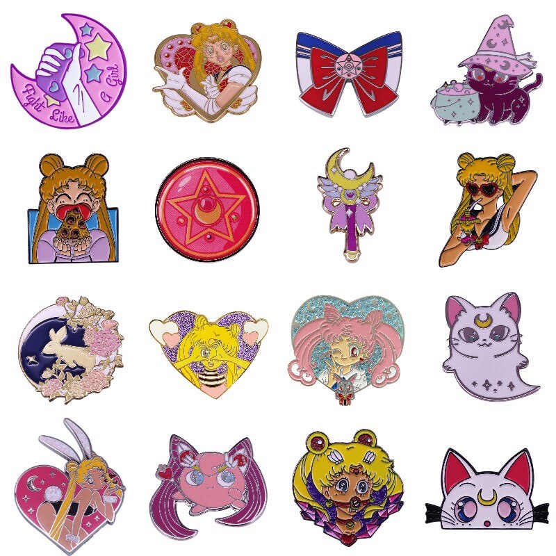 Cute Beautiful Girl Moon Hard Sailor Moonenamel Pins Metal Cartoon